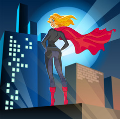 Super woman over the city