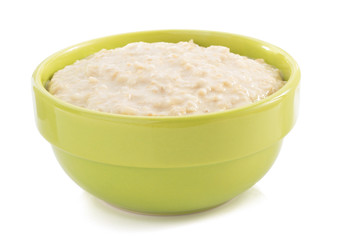 bowl of oatmeal  on white