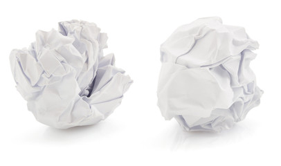crumpled paper ball on white