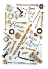 hardware tools on white