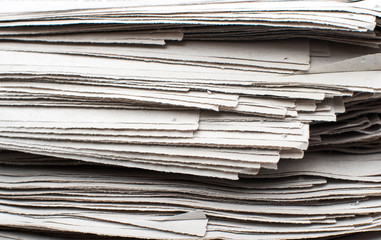 Closeup of stack of newspapers