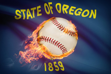 Baseball ball with flag on background series - Oregon