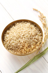 brown rice with ear of rice, japanese healthy food
