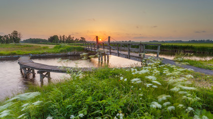 Naklejka premium Rotation Bridge over a Dutch Canal