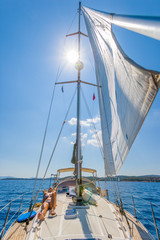 Fototapeta premium Sailing yacht in Lefkada Greece