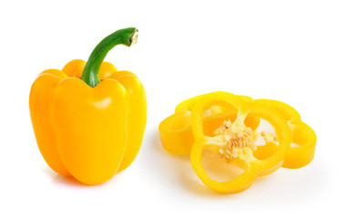 yellow pepper on white background