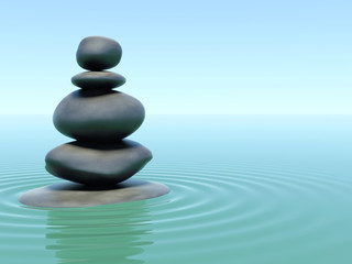Naklejka premium Stones on water in zen style