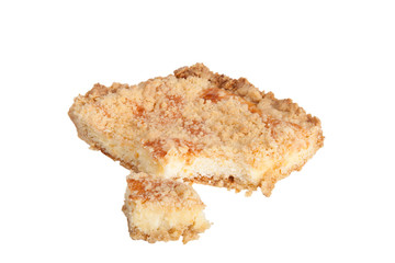 piece of shortbread cake isolated on white background