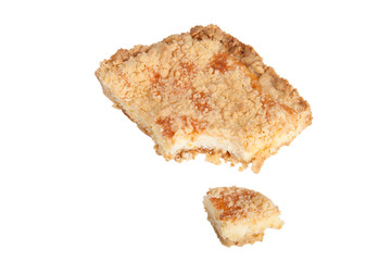 piece of shortbread cake isolated on white background