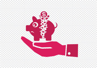 Hand and Broken Piggy Bank