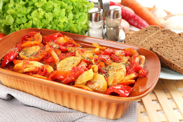 Vegetable ragout on table, close-up