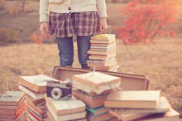 Hipster girl ready to reading