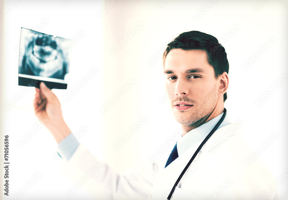 Sticker male doctor or dentist with x-ray