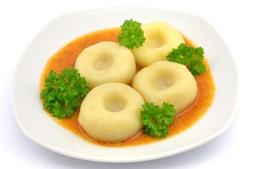 dumplings with goulash sauce
