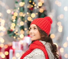 smiling young woman in winter clothes