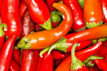 Heap Of Ripe Big Red Peppers