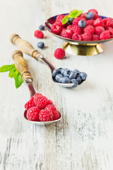 raspberries and blueberries