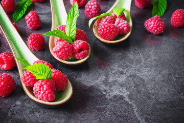 tasty ripe raspberries
