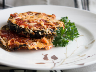 Eggplant baked with tomato and cheese
