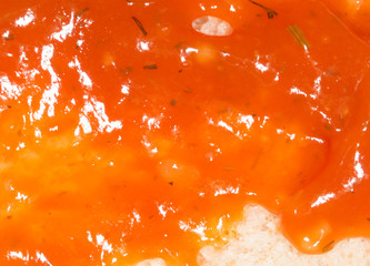 ketchup on bread. close-up