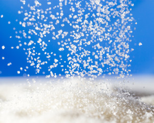 sugar on a blue background