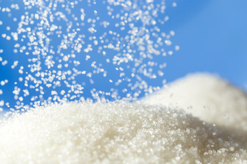sugar on a blue background