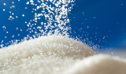 sugar on a blue background