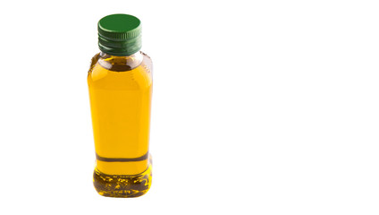 A bottle of olive oil over white background