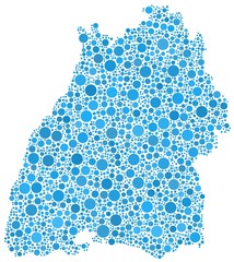 Map of Baden Wurttemberg - Germany - in a mosaic of blue circles