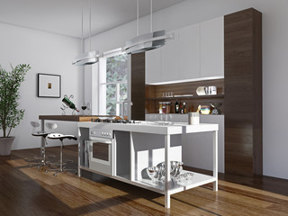 Wohnküche mit Küchenblock