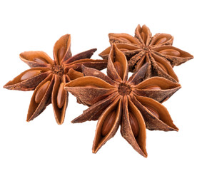 star anise spice isolated on white background closeup