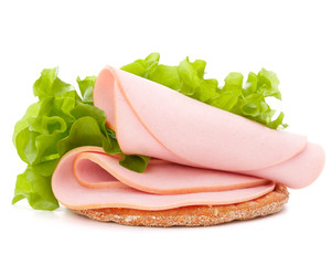 sandwich with pork ham on white background  cutout