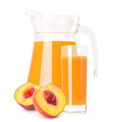 Peach fruit juice in glass jug