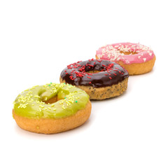 Delicious doughnuts isolated on white background