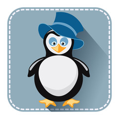 Flat avatar with penguin in hat