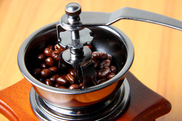 Coffee in grinder