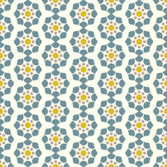 Dark Blue Retro and Modern Flower Pattern on Pastel Background