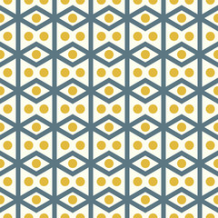 Dark Blue Rhomboid and Circle Pattern on Pastel Color