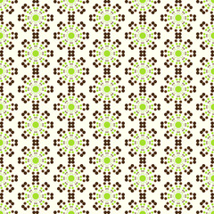 Green and Brown Abstract Circle Flower Pattern on Pastel Color