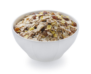 pile of muesli isolated on white background