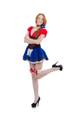 Woman waitress in octoberfest concept