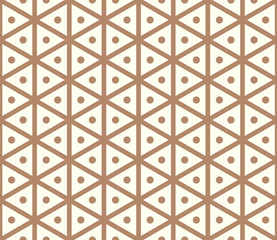 Brown Vintage Hexagon and Circle Pattern on Pastel Color