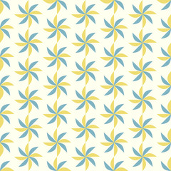 Blue and Yellow Turbine Seamless Pattern on Pastel Background