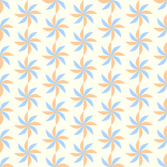 Orange and Blue Turbine Seamless Pattern on Pastel Background