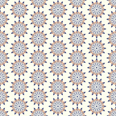 Dark Blue Abstract Blossom and Arrow Shape Seamless Pattern