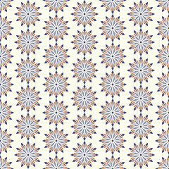 Dark Blue Abstract Blossom and Arrow Shape Seamless Pattern