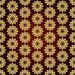 Gold Vintage Jasmine Flower Seamless Pattern