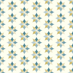 Dark Blue and Brown Classic Rhomboid Flower Seamless Pattern