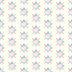 Light Pink and Blue Classic Rhomboid Flower Seamless Pattern