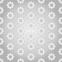 Fototapeta premium Silver Classic Rhomboid Flower Seamless Pattern